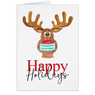 Happy Holidays Rudolph Face Masked Reindeer