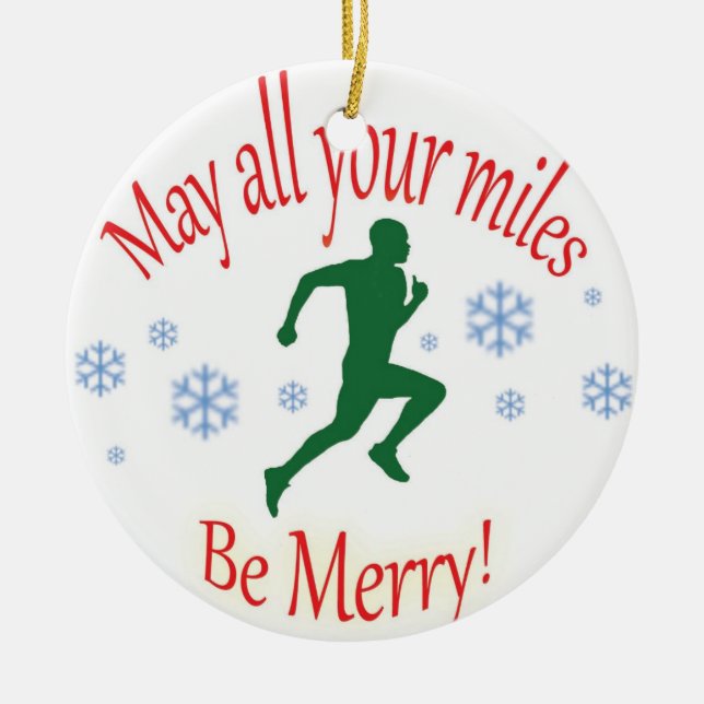Happy Holidays Runners! Ceramic Tree Decoration (Front)