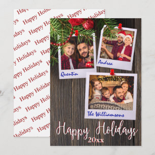 Happy Holidays Rustic Bulletin Board Photo Invitation