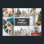 Happy Holidays Rustic Chalkboard Photo Collage Holiday Card<br><div class="desc">Happy Holidays! Send holiday wishes and greetings with this rustic and stylish holiday photo card. It features retro bold typography with diagonal stripes pattern on faux chalkboard. Personalise by adding your favourite photos, greeting, names and other details. The texts are fully editable. Available as a flat card, folded card and...</div>