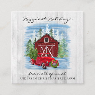 Happy Holidays Rustic Country Holiday Farm  Square Business Card