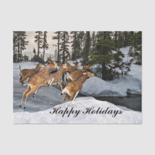 Happy Holidays Rustic Deer in Winter Tissue Paper
