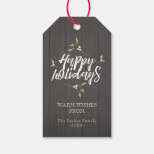 Happy Holidays   Rustic Mistletoe Twigs Gift Tags