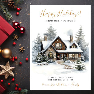 Happy Holidays Rustic New Home Moving Announcement