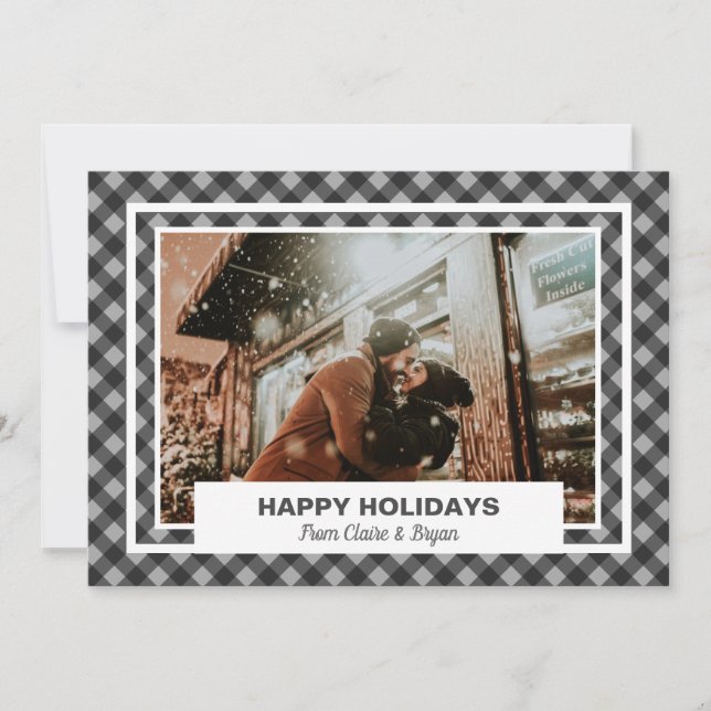 Happy Holidays Rustic Personalised Photo Holiday Card (Front)