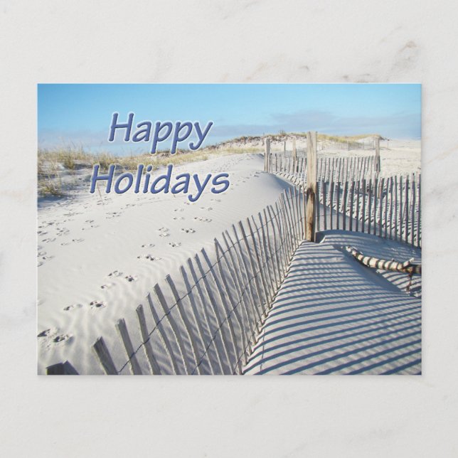 Happy Holidays Sand Dunes and Fences Holiday Postcard (Front)