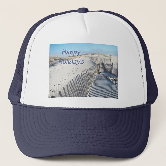 Happy Holidays Sand Dunes and Fences Trucker Hat (Front)