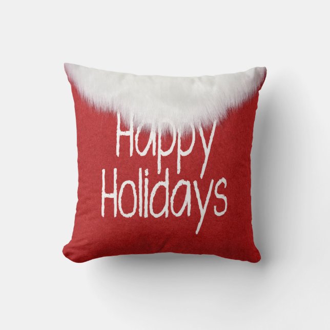 Happy Holidays Santa Beard Cushion (Front)