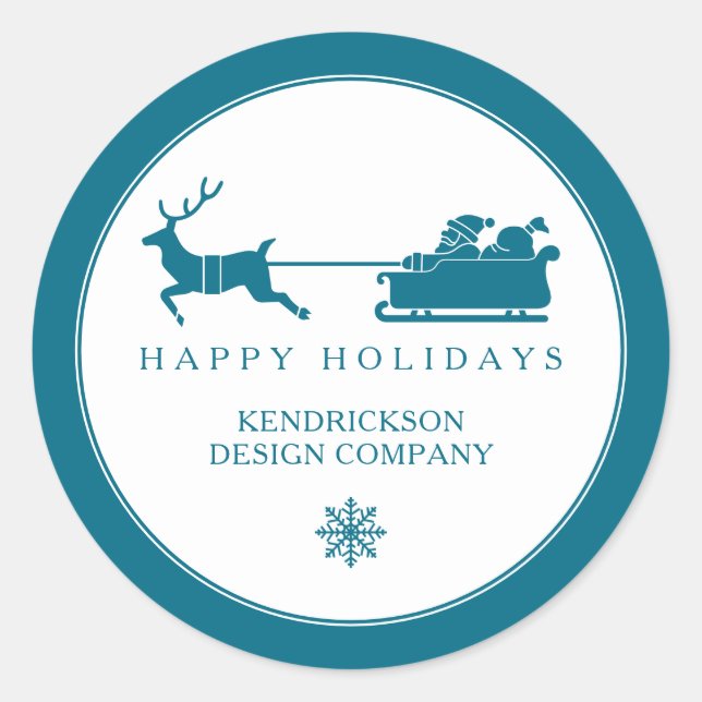 HAPPY HOLIDAYS SANTA CLAUS Corporate Business Clas Classic Round Sticker (Front)