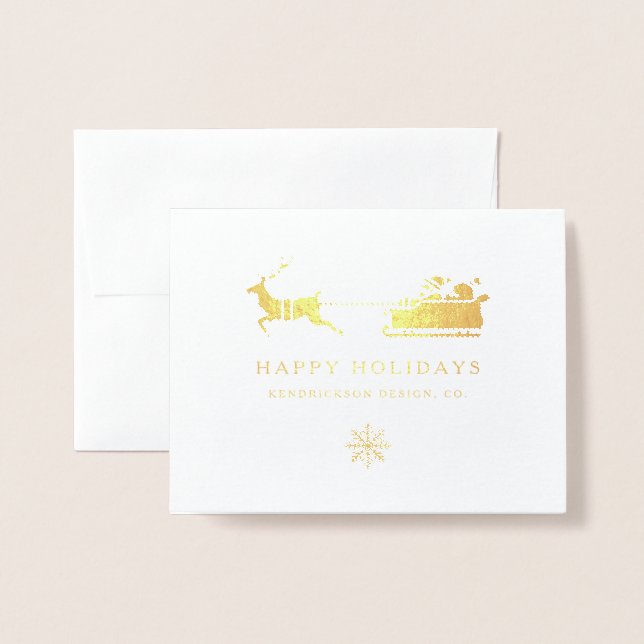 HAPPY HOLIDAYS SANTA CLAUS Corporate Business Foil Foil Card (Front With Envelope)