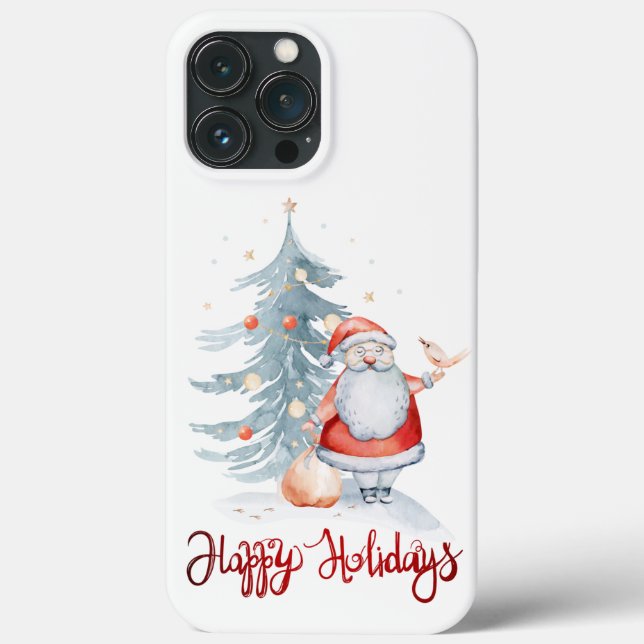 Happy Holidays,Santa Claus Pine Tree Case-Mate iPhone Case (Back)