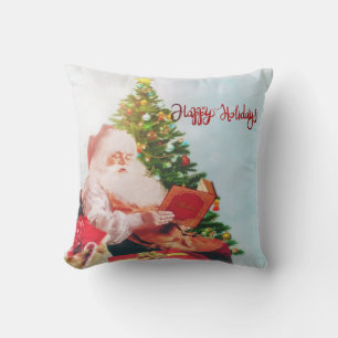 Happy Holidays,Santa Claus Pine Tree Cushion