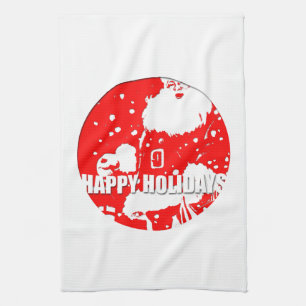 Happy Holidays - Santa Claus - Tea Towel