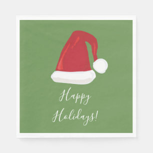 Happy Holidays Santa Hat  Paper Napkins