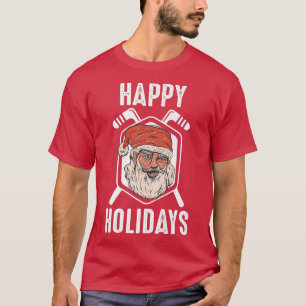 Happy Holidays Santa Ice Hockey Stick Santa Ice Ho T-Shirt
