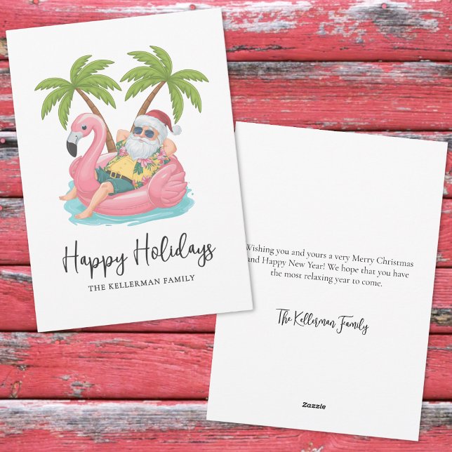 Happy Holidays Santa Tropical Beach Christmas Holiday Card (Happy Holidays Santa Tropical Beach Christmas Holiday Card)