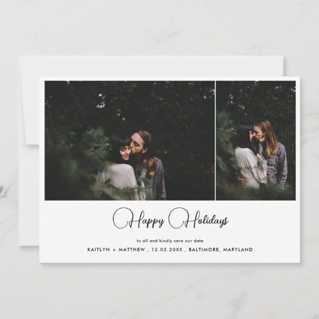 Happy Holidays | Save The Date | Modern | Photo  Holiday Card (Front)