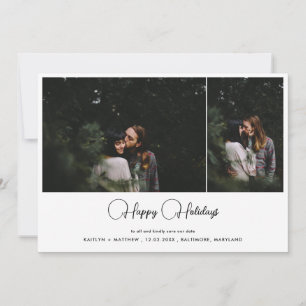 Happy Holidays   Save The Date   Modern   Photo  Holiday Card