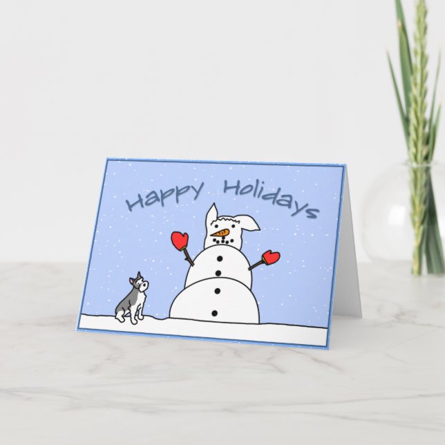 Happy Holidays Schnauzer Christmas Card (Front)