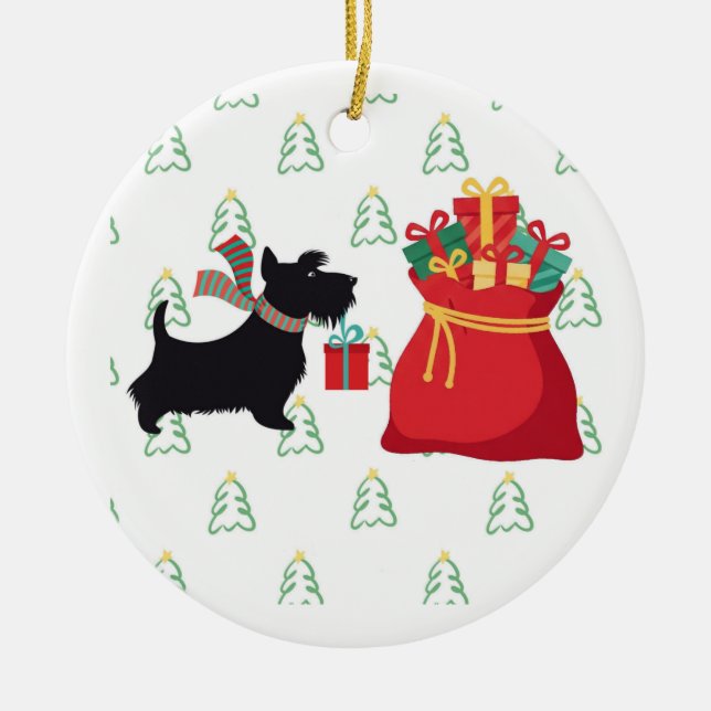 Happy Holidays-Schnauzer Christmas Ornament  (Front)