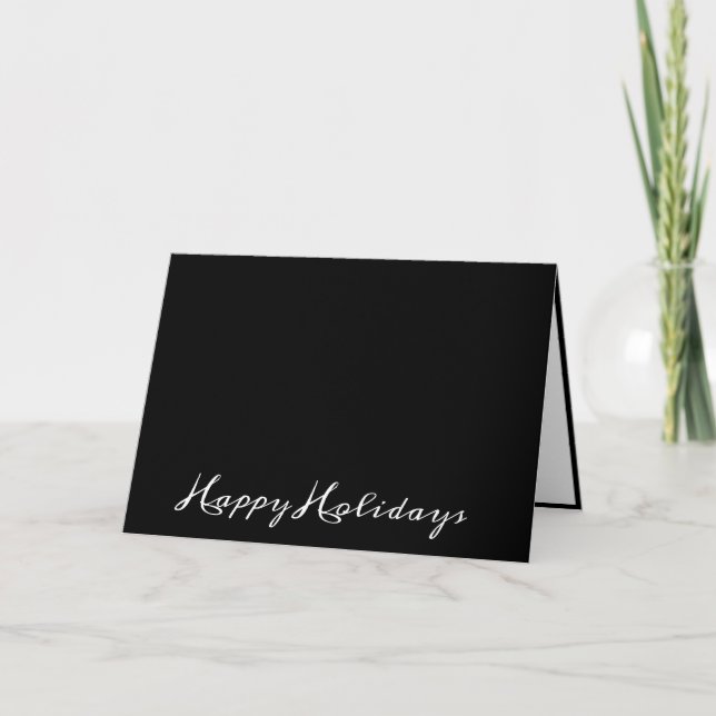 Happy Holidays Script Black Simple Modern Holiday (Front)