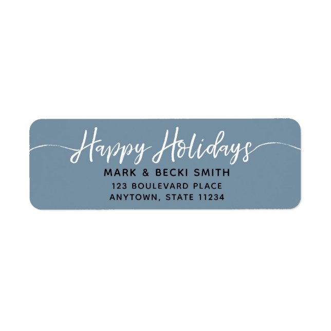 Happy Holidays Script Blue Address (Front)