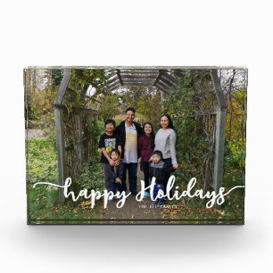 Happy Holidays Script Chic Family Photo Christmas