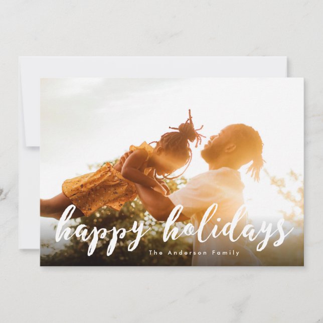 Happy Holidays Script Christmas Photo Card (Front)