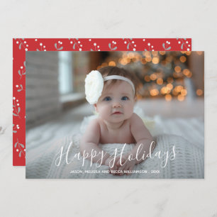 Happy Holidays Script Christmas Photo Holiday Card