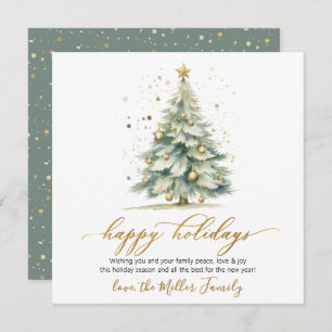 Happy Holidays Script Christmas Tree Non Photo Holiday Card