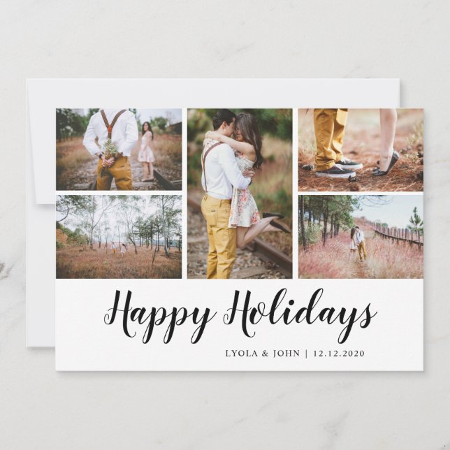 Happy Holidays | Script | Couple Photo Thank You Card (Front)