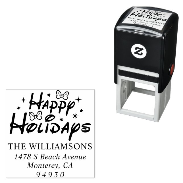 Happy Holidays Script Font Return Address  Self-inking Stamp (In Situ)