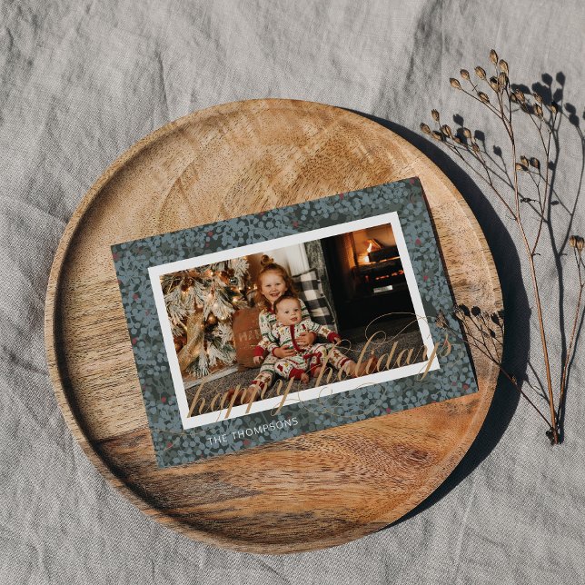Happy Holidays Script Greenery Holiday Photo Card (Creator Uploaded)