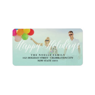 Happy Holidays Script Holiday Photo Return Address Label