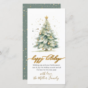 Happy Holidays Script Non Photo Christmas Tree Holiday Card