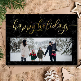 Happy Holidays Script Photo  Holiday Card