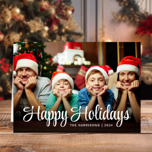 Happy Holidays Script Photo Overlay Christmas Holiday Card