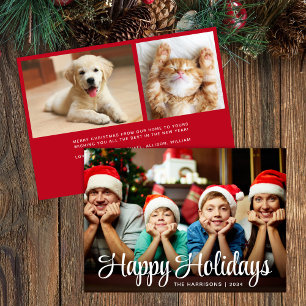Happy Holidays Script Photo Overlay Christmas Holiday Card