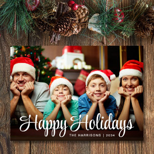 Happy Holidays Script Photo Overlay Christmas Holiday Card