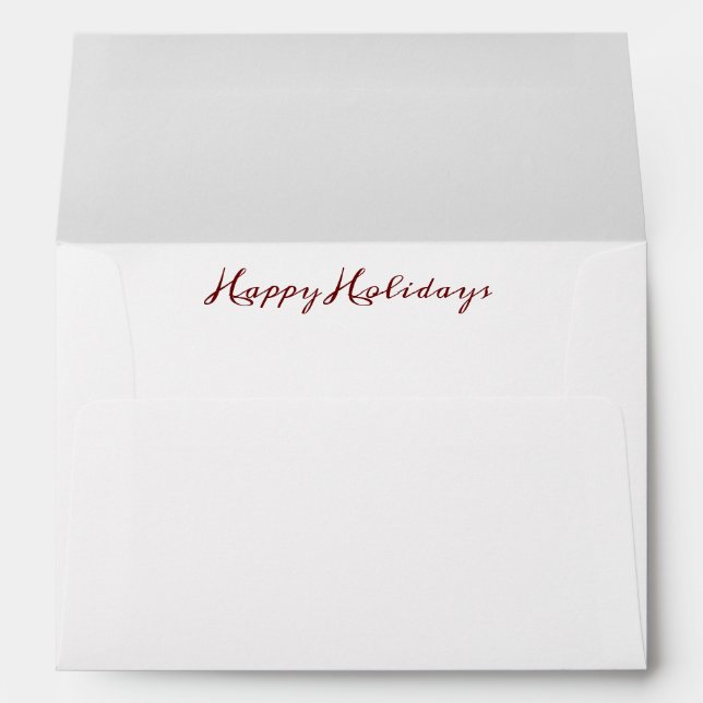 “Happy Holidays” Script Red Elegant Business Envelope (Back (Bottom))