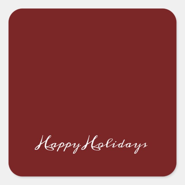 Happy Holidays Script Red Simple Modern Holiday Square Sticker (Front)