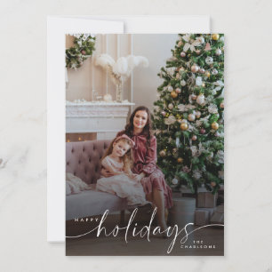 Happy Holidays script single photo  Holiday Card