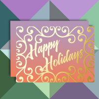 Happy Holidays Scrolly Frame Purple Peachy Pink