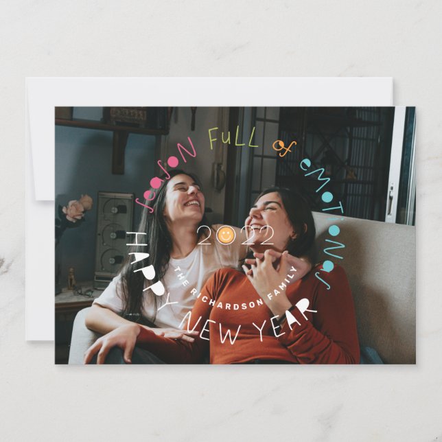 Happy Holidays Season Full of Emotions Emoji Photo Holiday Card (Front)