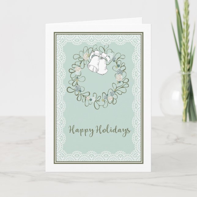 Happy Holidays Seasonal Card with Wreath (Front)