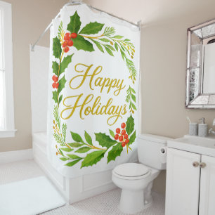 'Happy Holidays' Shower Curtain