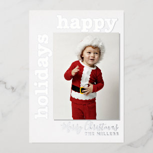 Happy Holidays Silver Foil Holiday Photo Card
