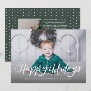 Happy holidays simple classic green photo holiday card