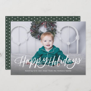 Happy holidays simple classic green photo holiday card