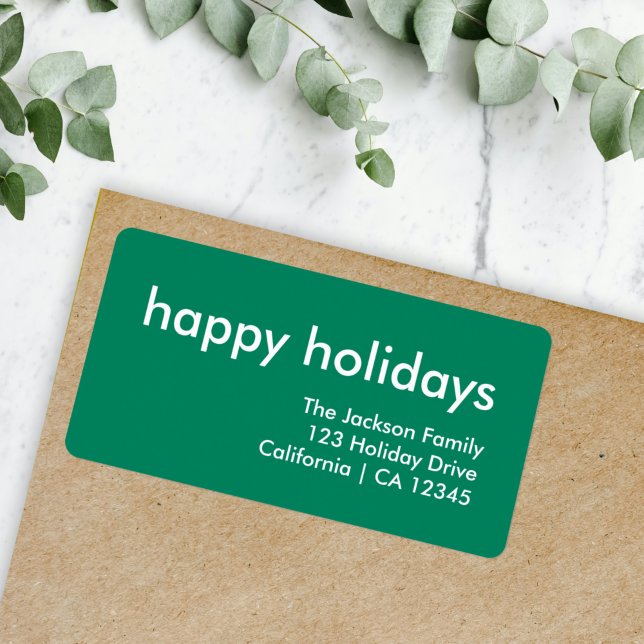 Happy Holidays | Simple Green Return Address Label (Creator Uploaded)